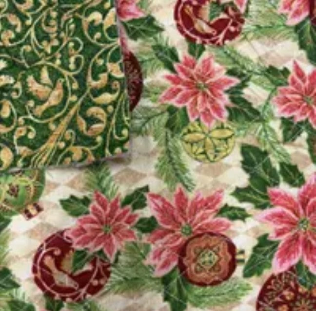 Double Faced Pre-Quilted Christmas Peace on Earth Metallic Paintbrush Studio