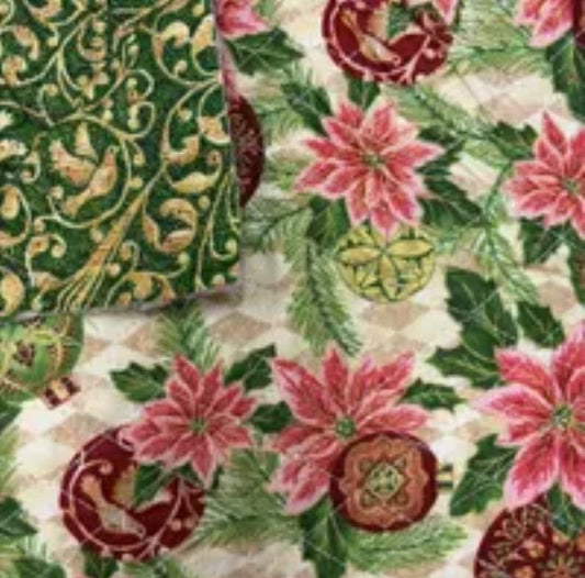 Double Faced Pre-Quilted Christmas Peace on Earth Metallic Paintbrush Studio