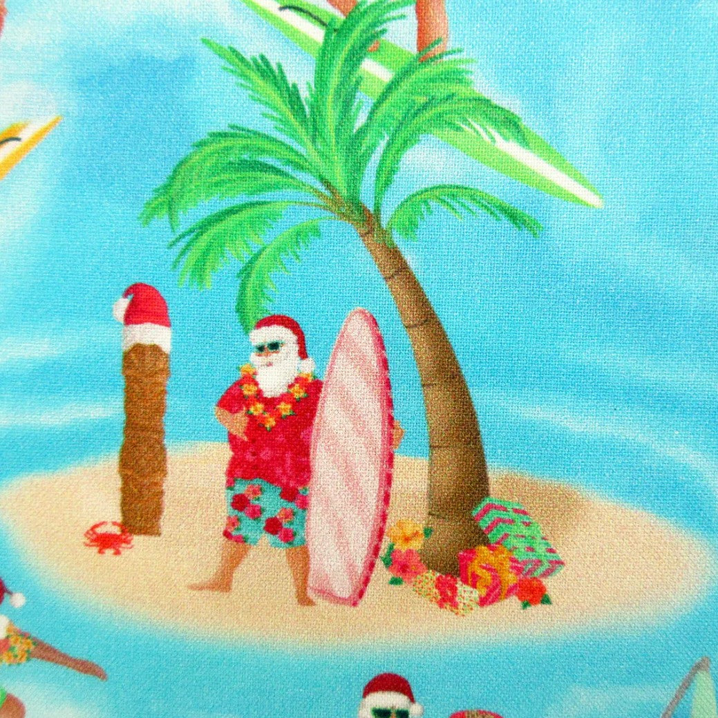 Christmas Santa at Sea on Blue 100% Cotton Price per Yard