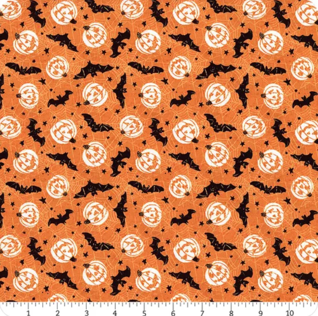 Halloween Bats and Pumpkins on Orange