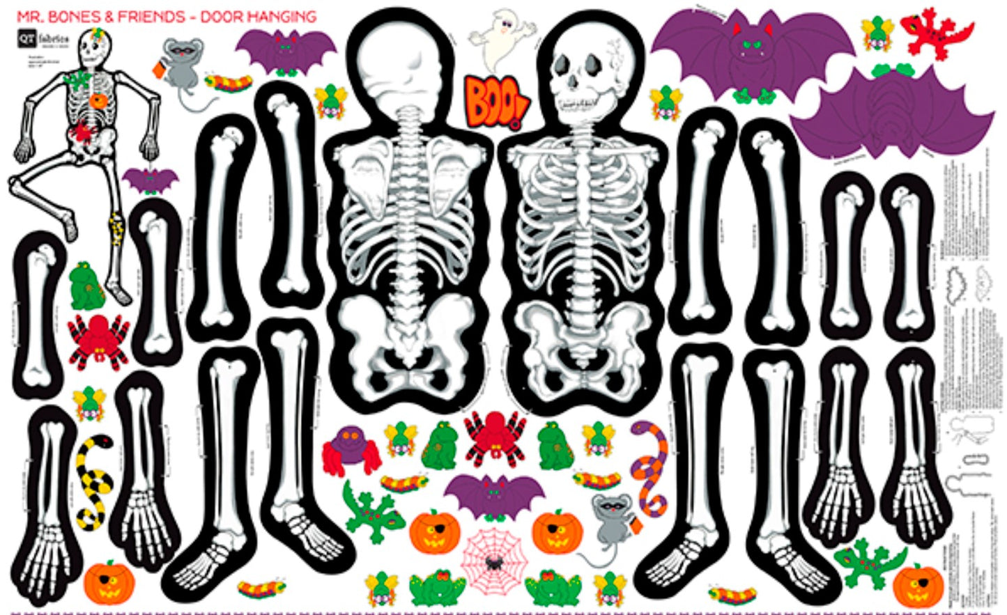 Halloween Mr Bones and Friends Skeleton Panel 60 inch wide