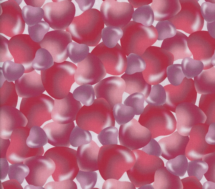 Valentine Bubble Hearts on Cream 100% Cotton Price per Yard
