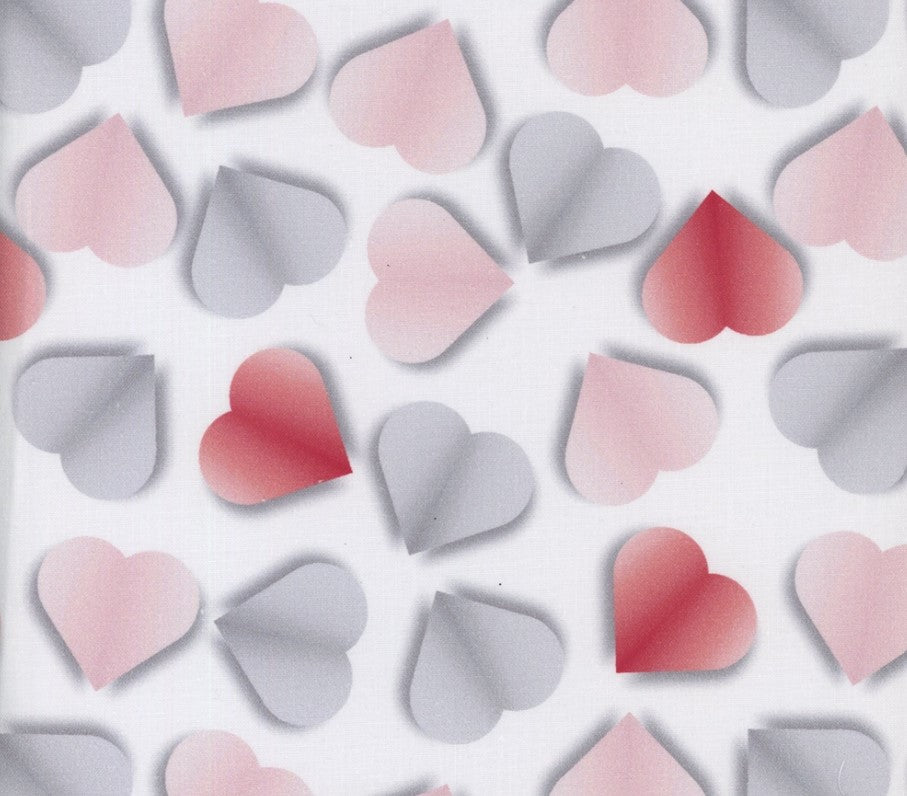 Valentine Paper Hearts on Cream 100% Cotton Price per Yard