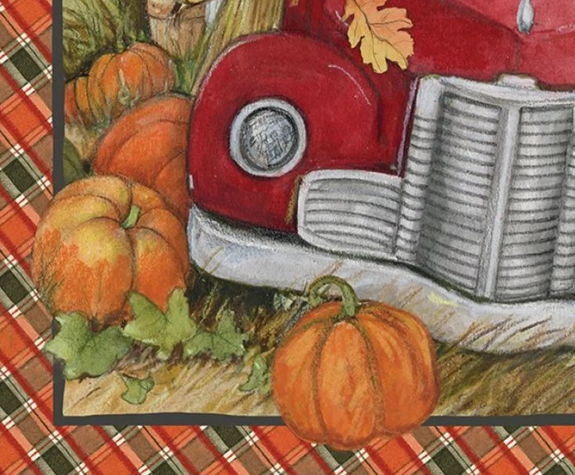 Thanksgiving Harvest Red Truck Pumpkin Shed 36 x 44 inches 100% Cotton Price per Panel