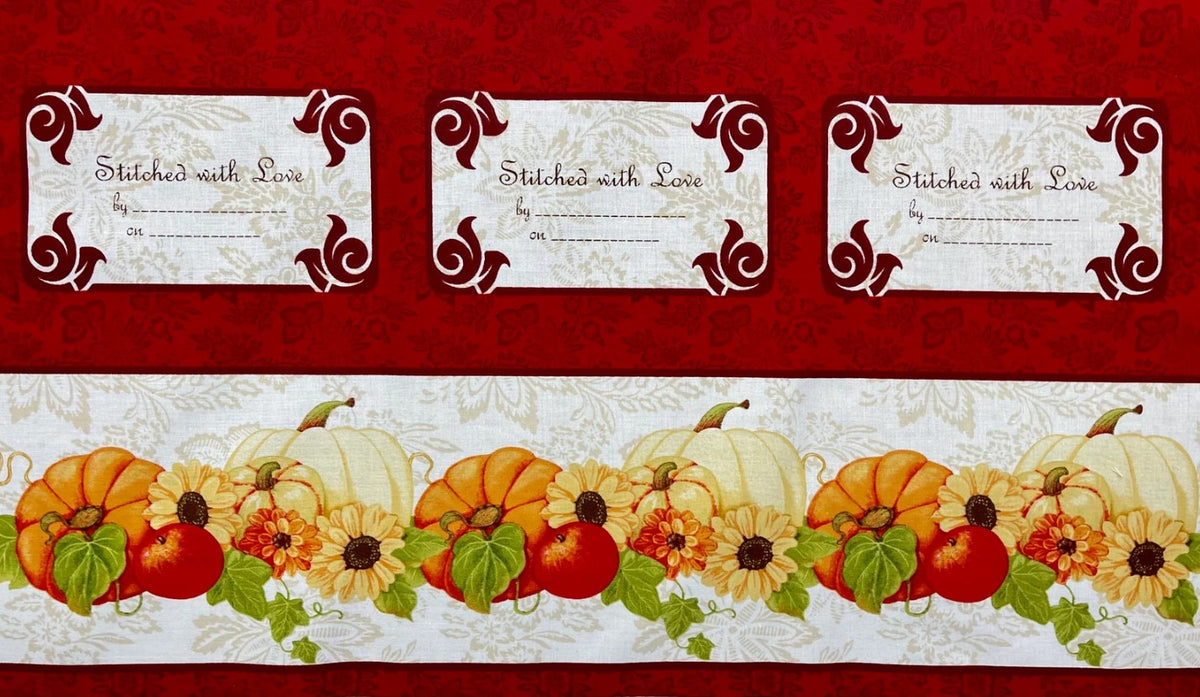 Thanksgiving Turkey Pumpkin Tags Panel 24 x 42 100% Cotton Price per Panel