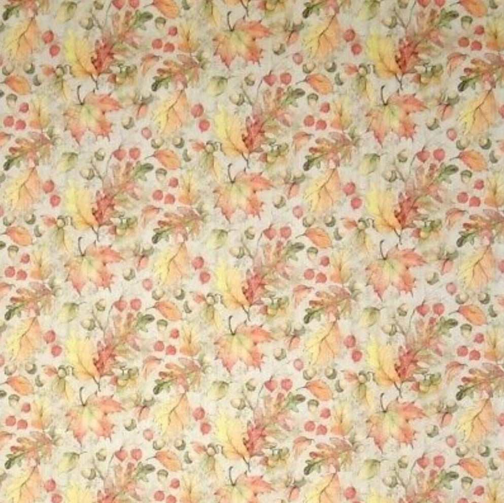 Thanksgiving Acorns and Leaves on Cream 100% Cotton Price per Yard