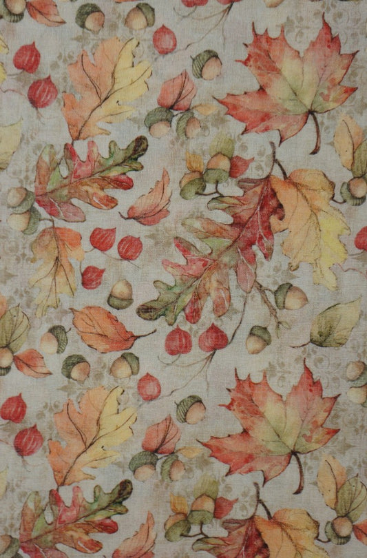 Thanksgiving Acorns and Leaves on Cream 100% Cotton Price per Yard