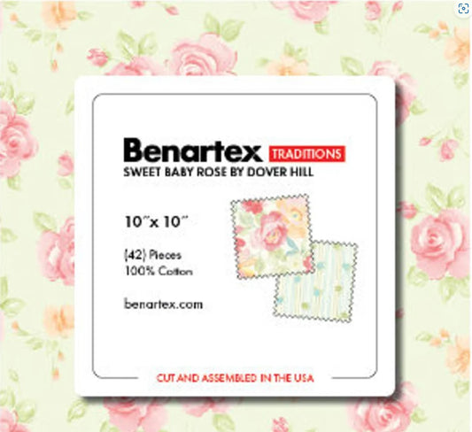 42 10 Inch Squares Sweet Baby Rose Layer Cake Benartex Floral Baby