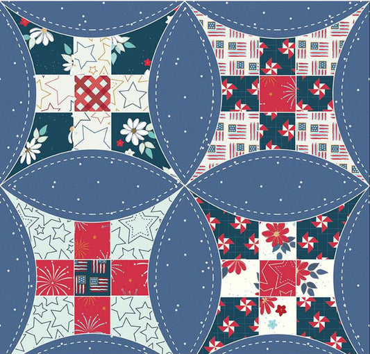 Riley Blake 108 Inch Wide Sweet Freedom Blue 100% Cotton Fabric Sold by the Yard