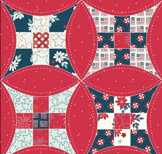 Riley Blake 108 Inch Wide Sweet Freedom Red 100% Cotton Fabric Sold by the Yard