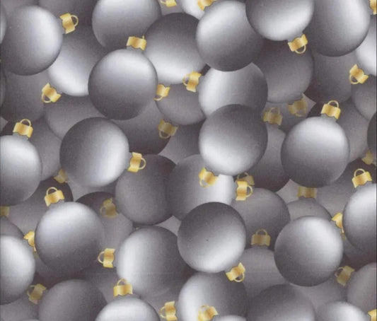 Mook Fabrics Christmas Ornaments Silver 100% Cotton Fabric By the yard