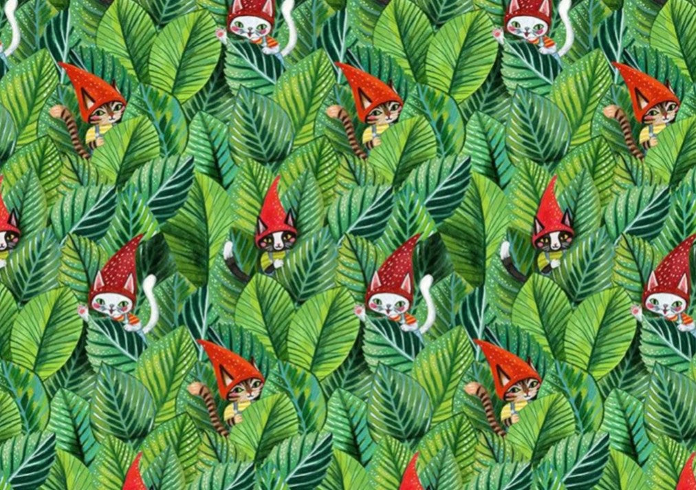 Dear Stella Easter Somebunny to Love Cats Gnomes in Hats Leaves 100% Cotton Fabric St Patricks Price Per Yard