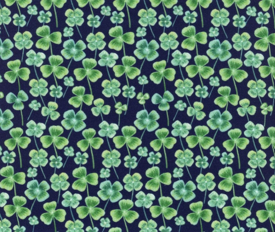 Dear Stella Easter Somebunny to Love Shamrocks on Black 100% Cotton Fabric St Patricks Price Per Yard