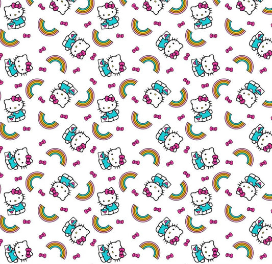 Springs Creative Hello Kitty Rainbow Toss White 100% Cotton By the Yard Baby