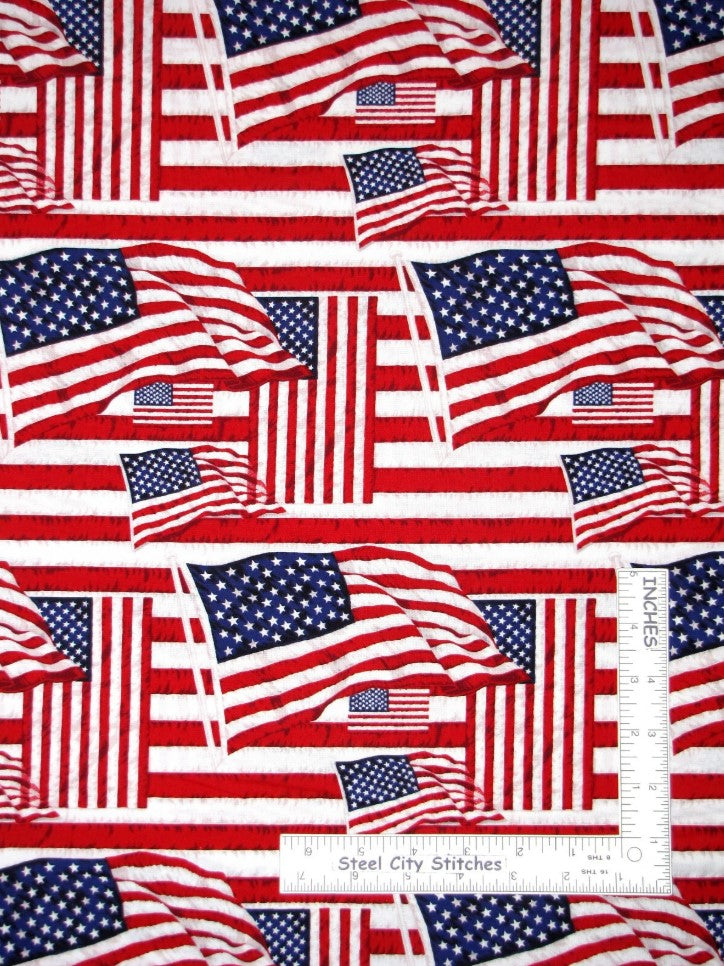 Fabric Traditions Flags on White 100% Cotton Fabric Price Per Yard