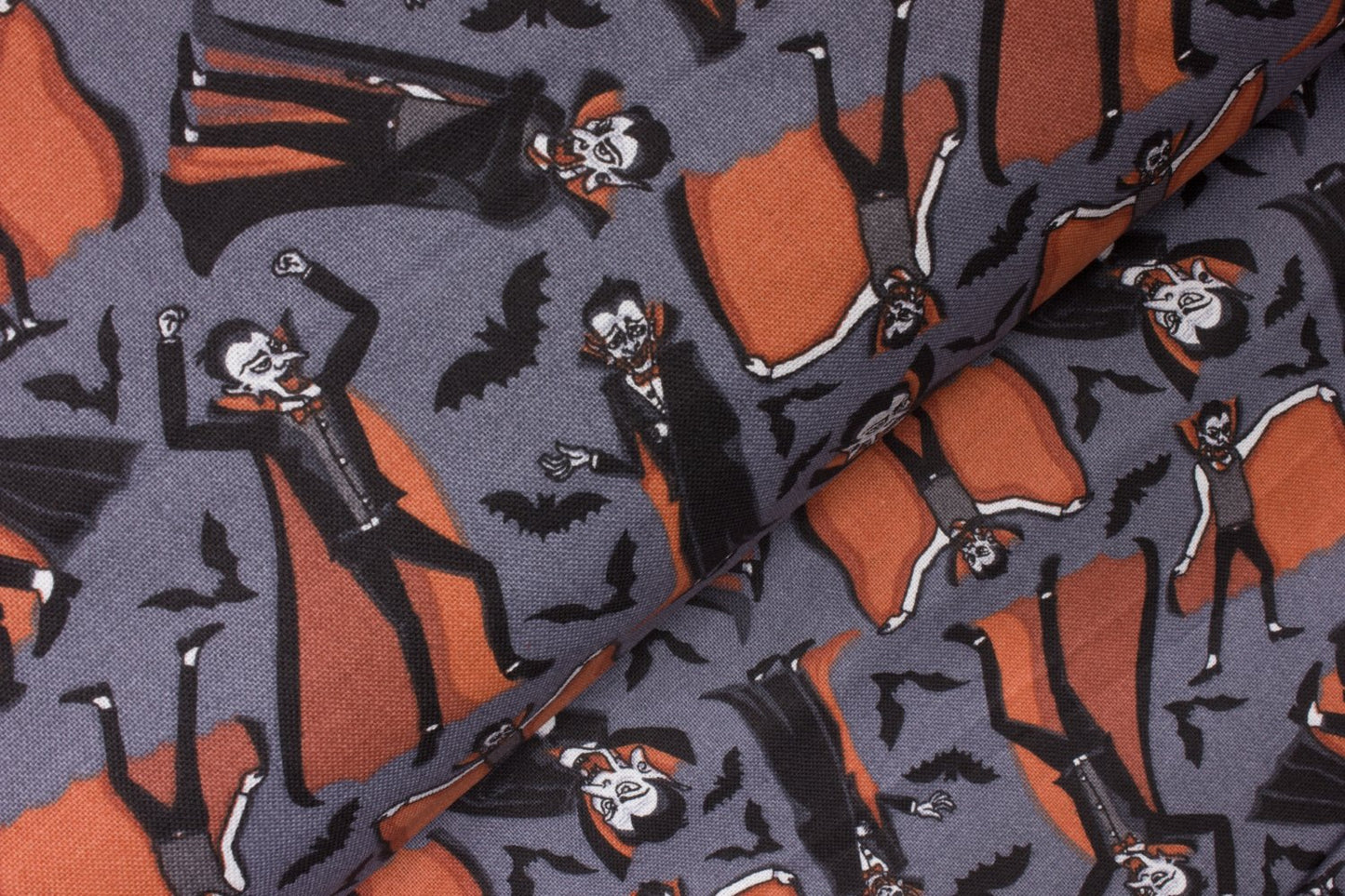 Halloween Dracula Vampire on Gray 100% Cotton Fabric