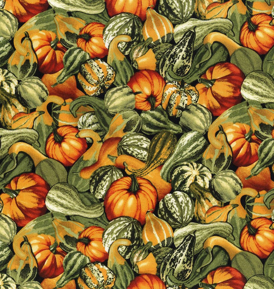 Thanksgiving Pumpkins and Gourds Realistic 100% Cotton Fabric Price per Yard