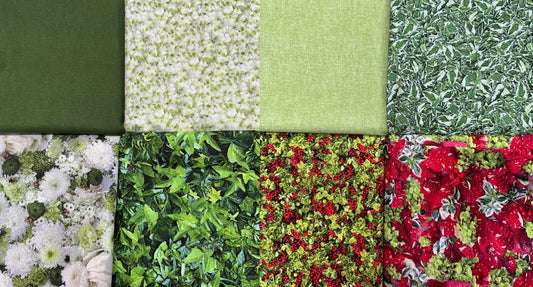 Christmas 8 Piece Fat Quarter Set 18" x 21" Hand Picked Christmas Collection Green Precut