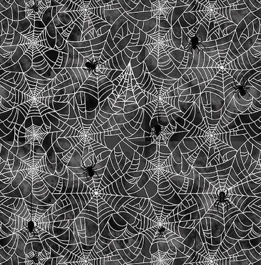 Timeless Treasures Halloween Wicked Spider on Web Grey 100% Cotton Fabric Price per Yard