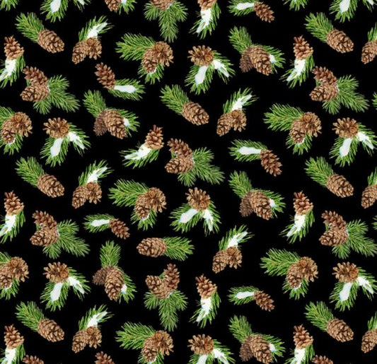 Christmas  Pinecone Toss on Black