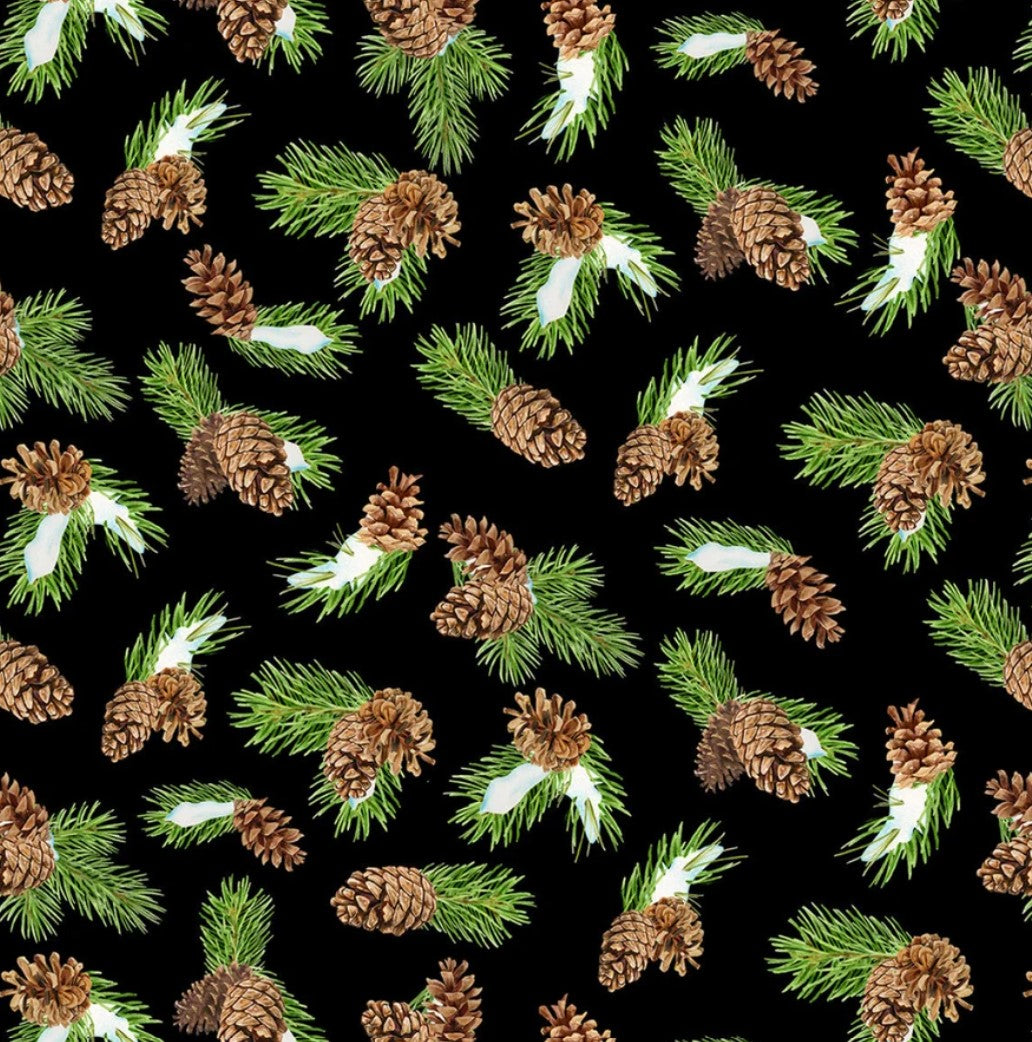 Christmas  Pinecone Toss on Black