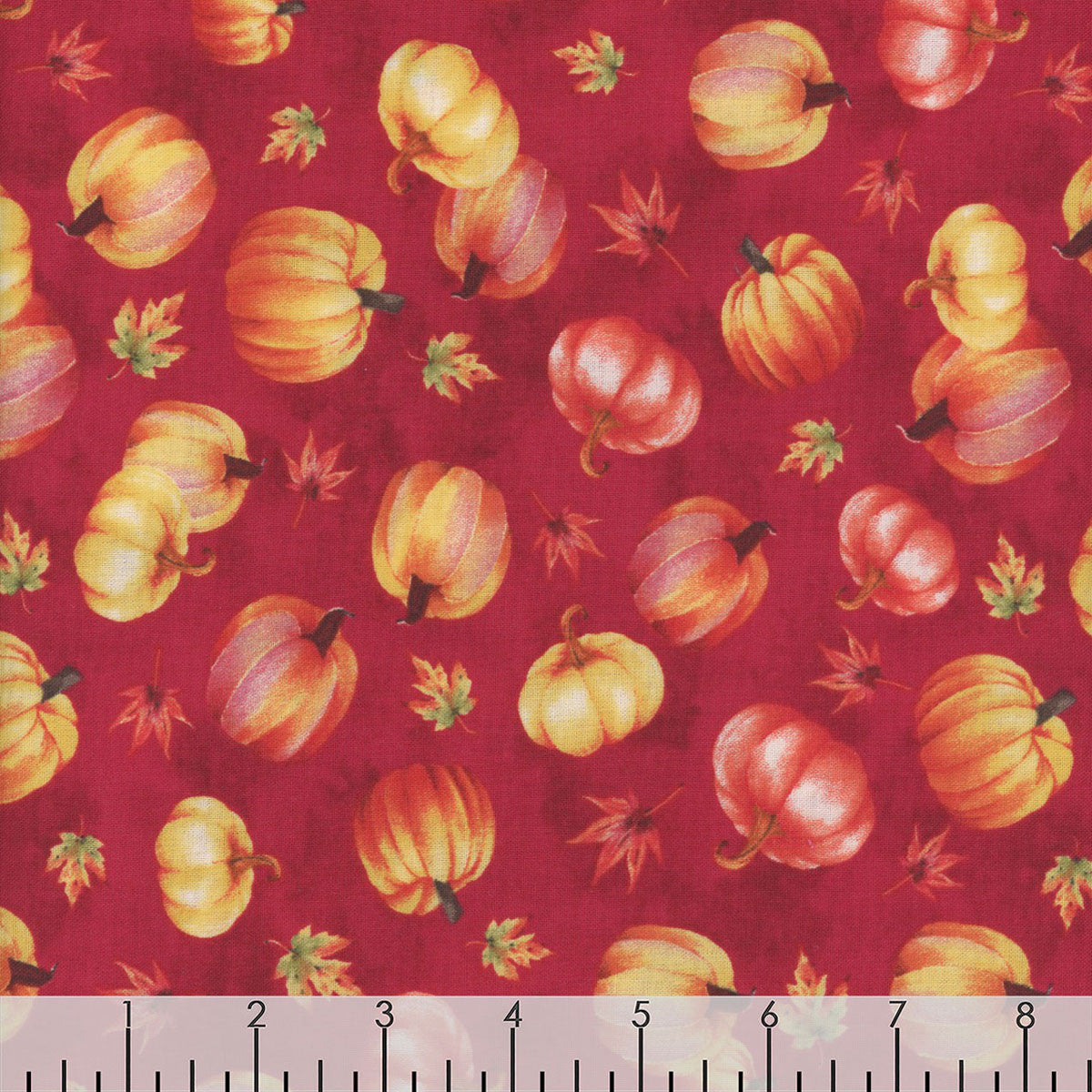 44 x 36 Wilmington Prints Tossed Pumpkins on Plum Thanksgiving 100% Cotton Fabric