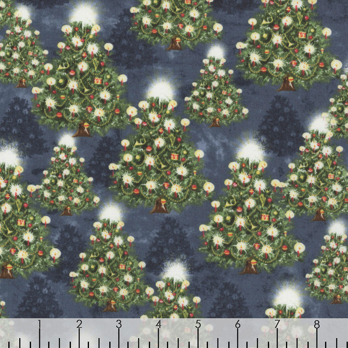 44 x 36 Christmas Winter Hollow Shadow Pine Trees Navy Wilmington Prints 100% Cotton