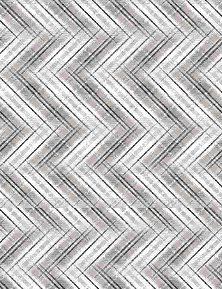 MINKY Timeless Treasures Christmas Softie Cream Winter Light Bias Plaid