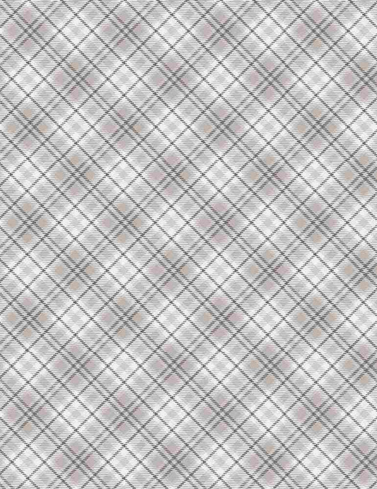 MINKY Timeless Treasures Christmas Softie Cream Winter Light Bias Plaid