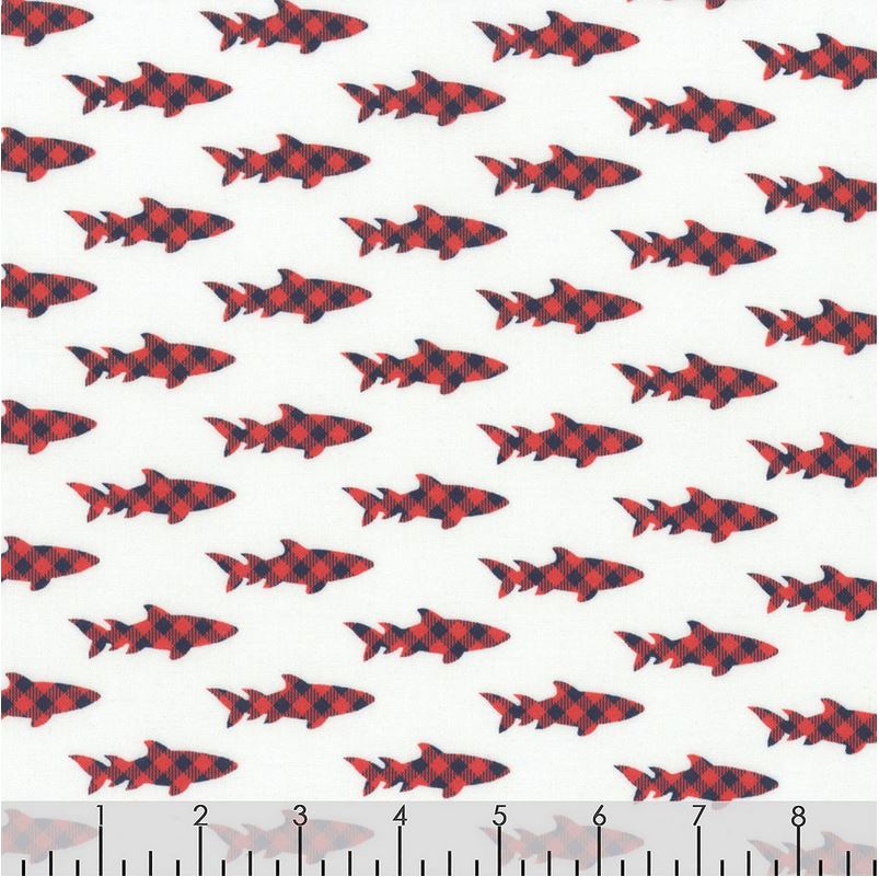 44 x 36 Christmas Santa Jaws Baby Shark Digital Print Dear Stella 100% Cotton