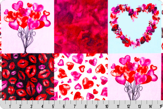 60 x 36 MINKY Love Patch Scarlet Digital Shannon Fabrics 100% Polyester Valentine