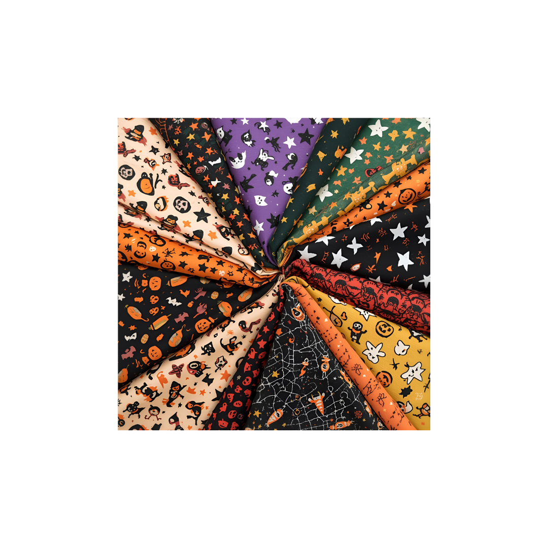 Halloween 8 Piece Fat Quarter Set 18" x 21" Mystery Bundle Precut