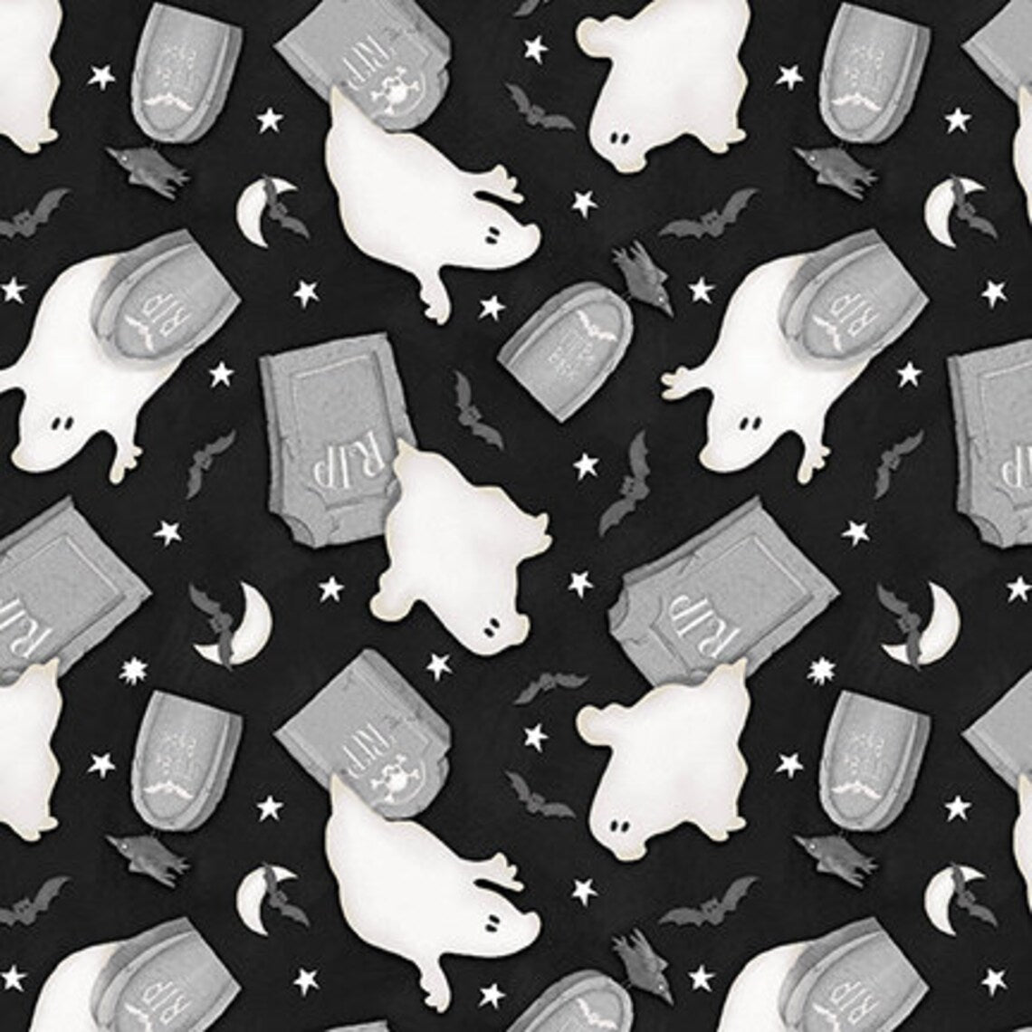 Henry Glass Halloween Glow in the Dark Ghosts on Black 100% Cotton Price per Yard (Copy)