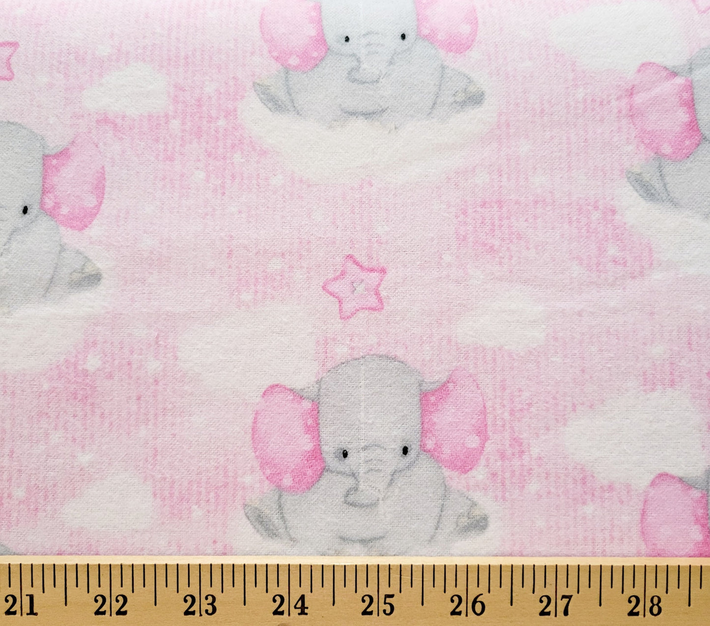 A.E. Nathan Comfy Flannel Floating Elephants on Pink Baby Price per Yard