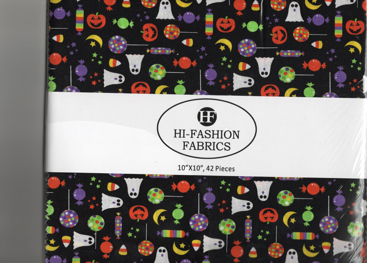 Halloween 42 10" x 10" Squares Minis 100% Cotton Layer Cake