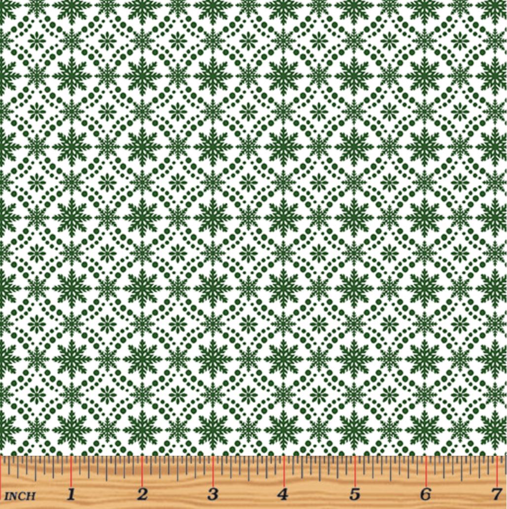 44 x 36 Snowflake Medallion Green Benartex 100% Cotton Fabric Christmas