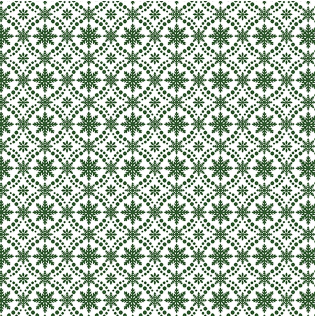 44 x 36 Snowflake Medallion Green Benartex 100% Cotton Fabric Christmas