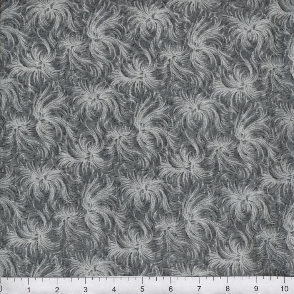 108 x 108 Day Dream Pattern on Medium Gray Background Quilt Back Cotton Fabric Extra Wide