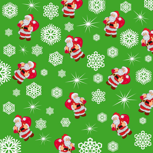 45 x 36 Christmas Thumbs Up Santas on Green by the yard 100% Cotton Fabric