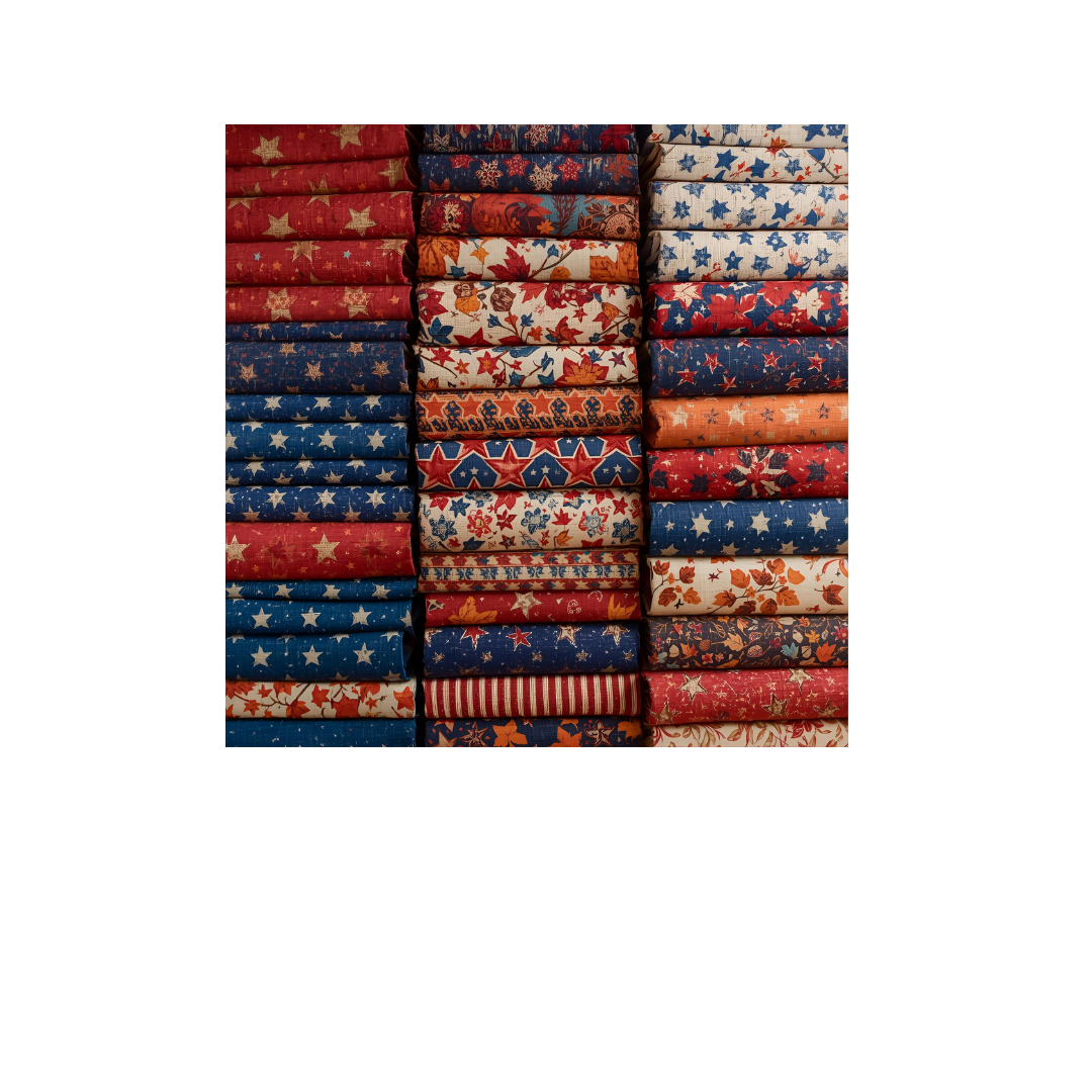 Patriotic 8 Piece Fat Quarter Set 18" x 21" Mystery Bundle Precut