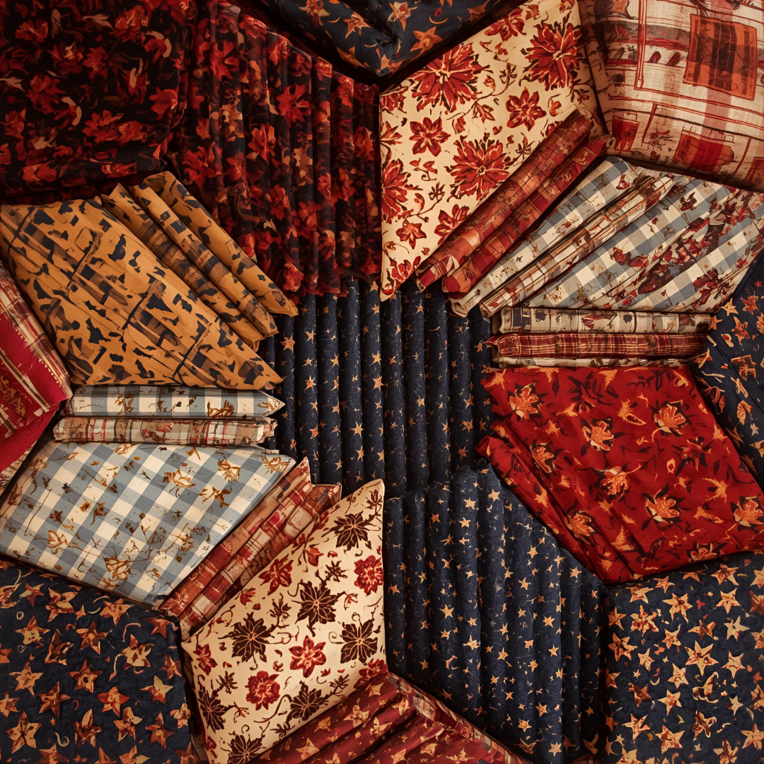 Patriotic 8 Piece Fat Quarter Set 18" x 21" Mystery Bundle Precut