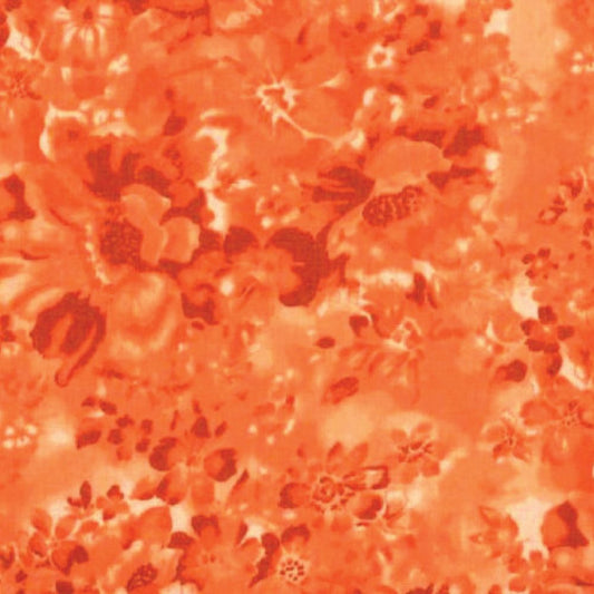 108 x 108 Faded Floral Orange Quilt Back Cotton Fabric Extra Wide