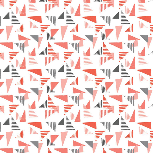 45 x 36 Orange and Gray Triangles 100% Cotton Fabric All Over Print