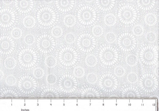 108 x 108 White Lucky Medallions on White Background Quilt Back Cotton Fabric Extra Wide