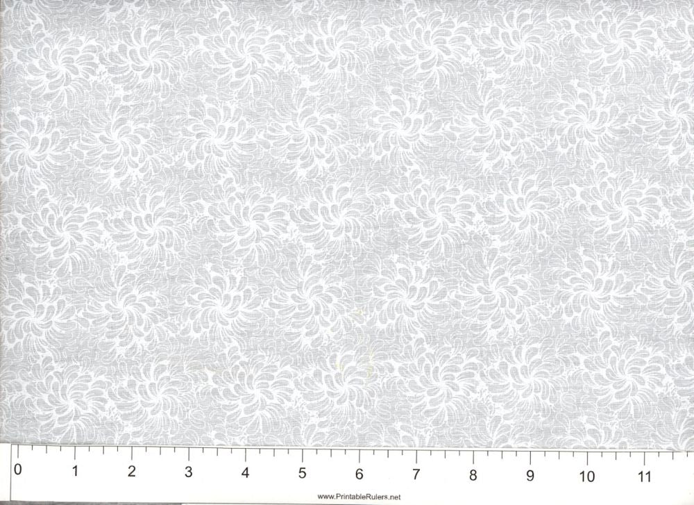 108 x 108 White Petals on White Background Quilt Back Cotton Fabric Extra Wide