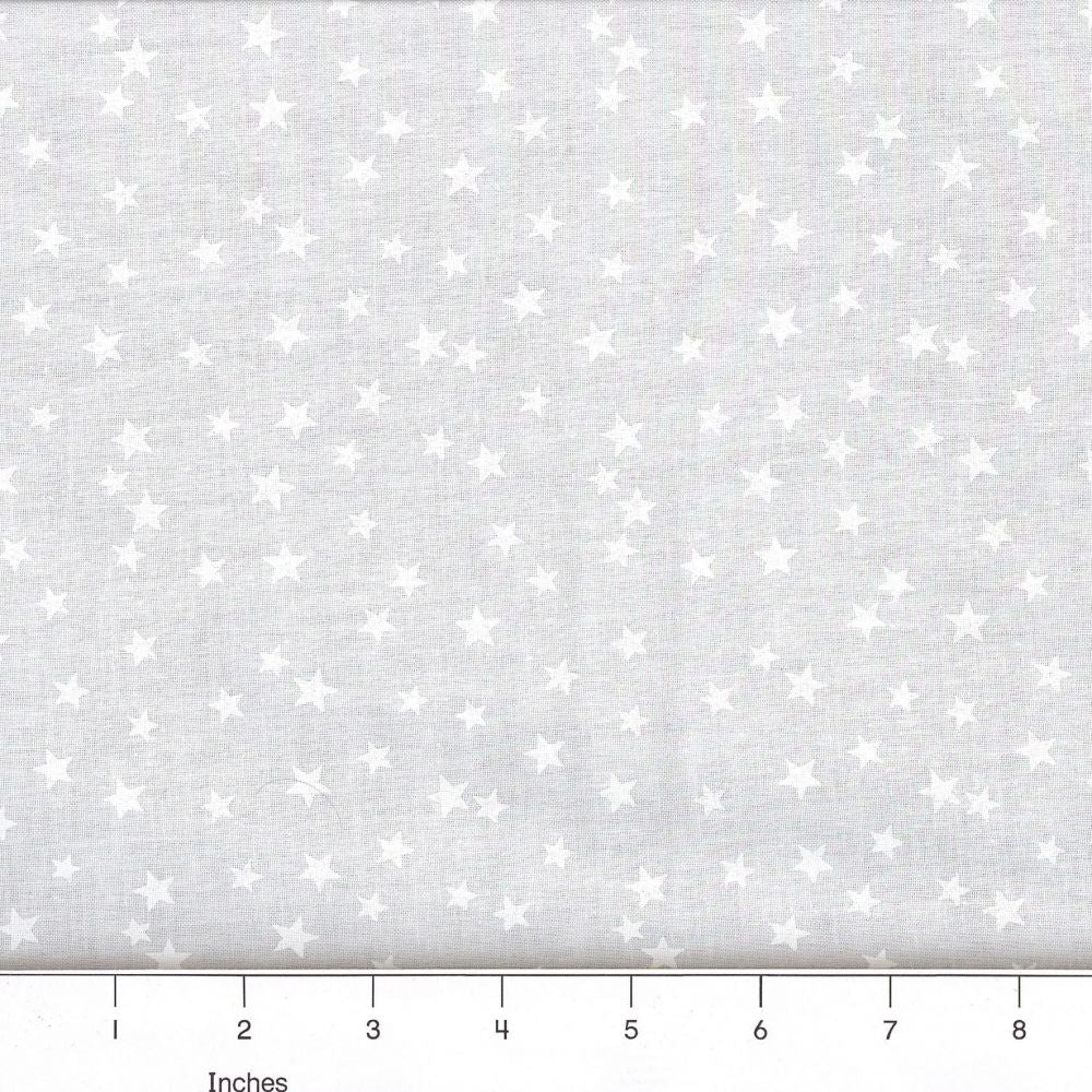 108 x 108 White Stars on White Background Quilt Back Cotton Fabric Extra Wide