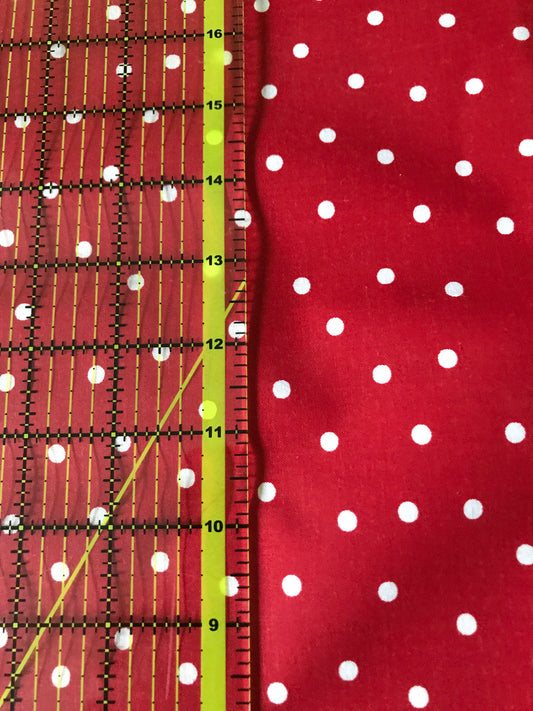 45 x 36 Medium White Round Dots on Red 100% Cotton Fabric