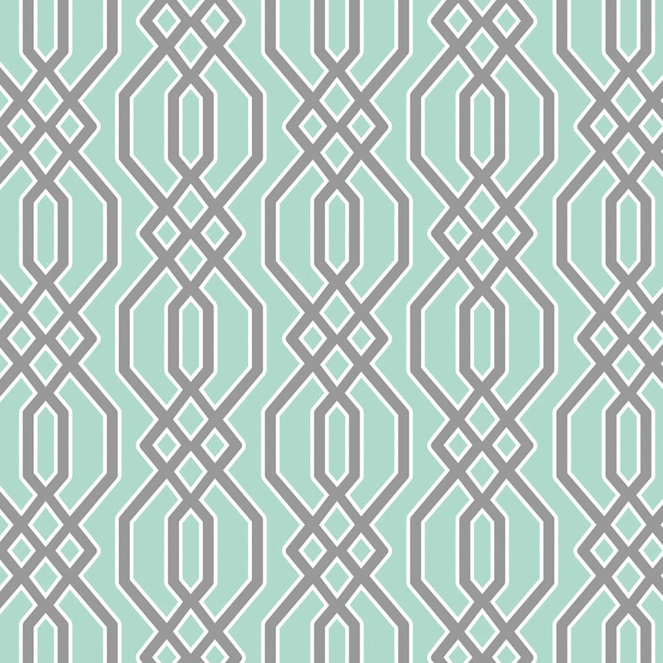 45 x 36 Mint Green Trellis 100% Cotton Fabric All Over Print