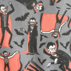 45 x 36 Halloween Dracula Vampire on Gray 100% Cotton Fabric