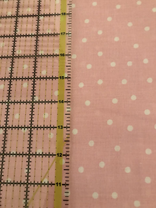 45 x 36 Medium White Dots on Light Pink 100% Cotton Fabric